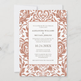 Convite Casamento tema damasco brilhante Elegante Faux Dou