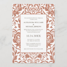 Convite Casamento tema damasco brilhante Elegante Faux Dou