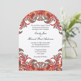 Convite Casamento tema damasco de Paisley Peacock de Vinta