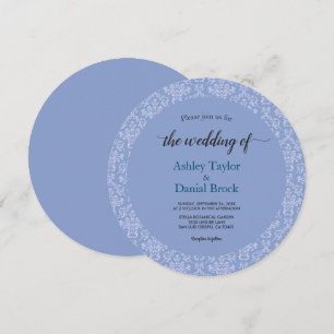 Convite Casamento tema damasco Decorativo Azul-Chic Marinh
