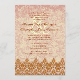 Convite Casamento tema damasco Dourado e brilhante V01