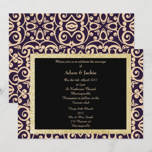CONVITE CASAMENTO TEMA DAMASCO ELEGANTE
