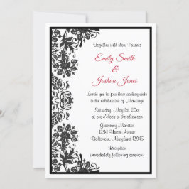 Convite Casamento tema damasco Floral Preto e Branco
