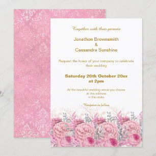 CONVITE CASAMENTO TEMA DAMASCO FLORORAL ELEGANTE BONITO PI