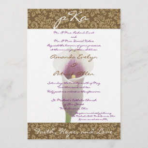 Convite Casamento tema damasco Marrom Inv.