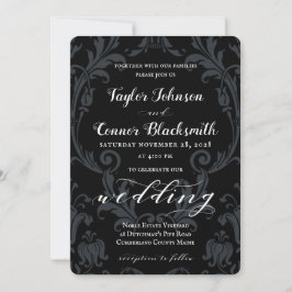 Convite Casamento tema damasco Negro Rustic Blacksmith
