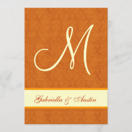 Convite Casamento tema damasco Orange e Cream A478