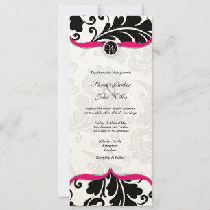 Convite Casamento tema damasco preto e branco Convide com