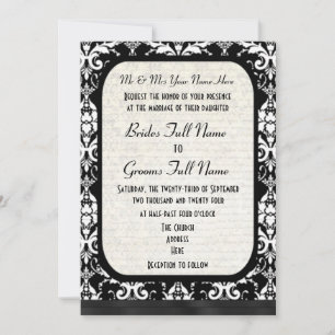 Convite Casamento tema damasco preto e branco formal tradi