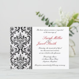Convite Casamento tema damasco preto e branco moderno