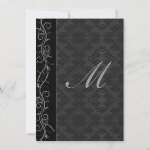 Convite Casamento tema damasco Preto Elegante