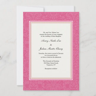 Convite Casamento tema damasco rosa