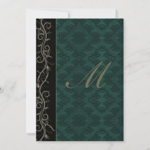 Convite Casamento tema damasco Verde Elegante