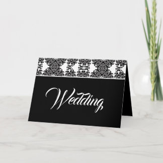 Convite Casamento tema damasco Vitoriano Barroco Negro e B