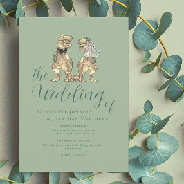 Convite Casamento Tema Dinossauro Verde Salvia
