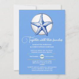 Convite Casamento tema estrelas-do-mar azul branco prata l