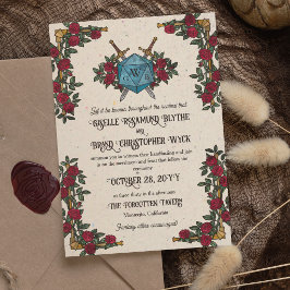 Convite Casamento Temático D20 Monograma Rosas Vermelhas R