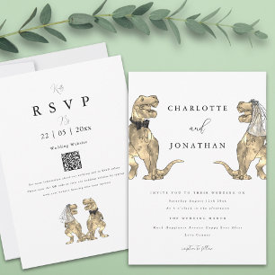 Convite Casamento Temático de Dinossauros código QR