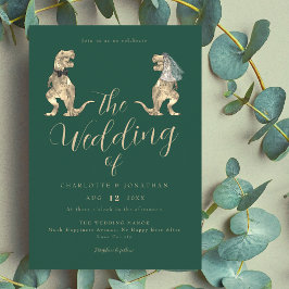 Convite Casamento Temático de Dinossauros Verde