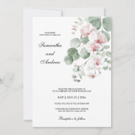 Convite Casamento Temático de Orquídea Boho Rosa