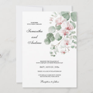 Convite Casamento Temático de Orquídea Boho Rosa