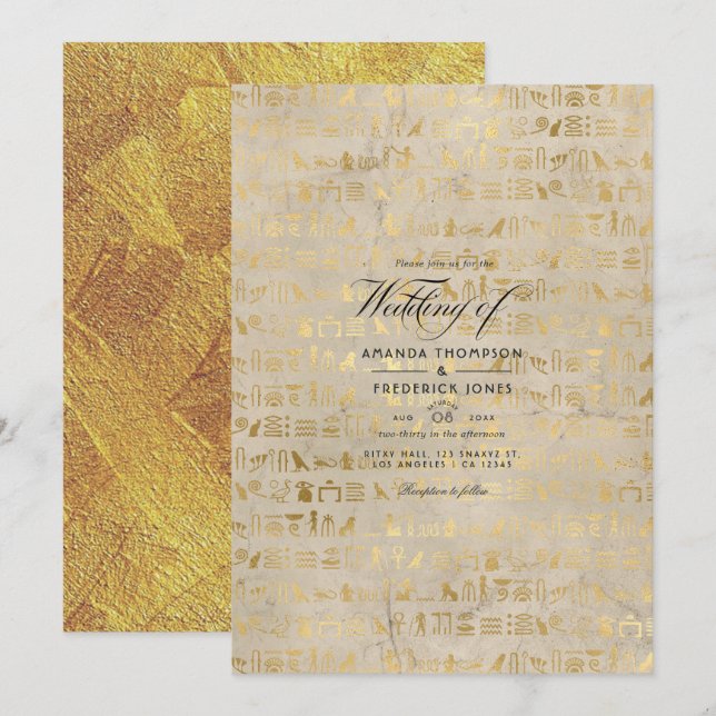 Convite Casamento Temático Egípcio (Frente/Verso)