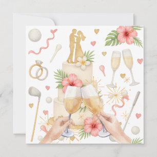 Convite Casamento temático Golf Havaiano para golfista