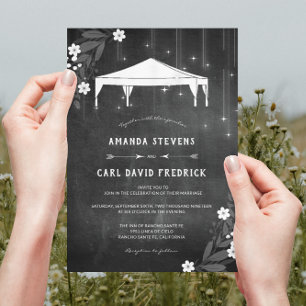 Convite Casamento Tented exterior floral do quadro rústic