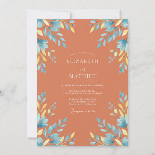 Convite Casamento Terracota com Flor de Milho Folhosa