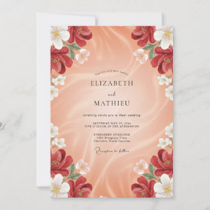 Convite Casamento Terracota Crimson Blossom