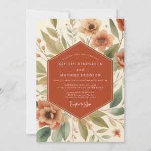 Convite Casamento Terracota Floral Terroso