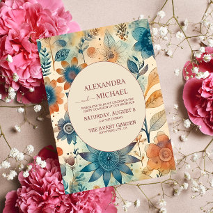 Convite Casamento Terracota Retro Vintage dos Anos 60