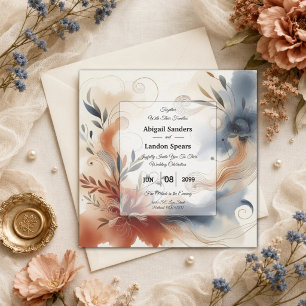 Convite Casamento Terracota Twilight e Navy Blooms