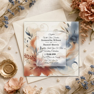 Convite Casamento Terracota Twilight e Navy Blooms