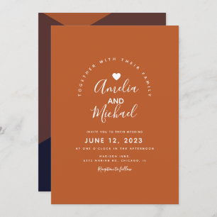 Convite Casamento Terracotta com Chocolate Escuro Moderno
