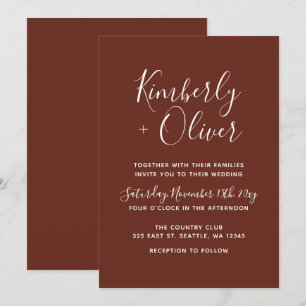 Convite Casamento Terreno Vermelho Terracotta Rustic Burnt