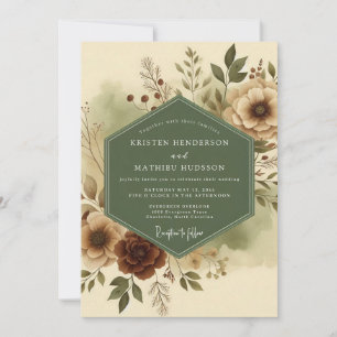 Convite Casamento Terroso Bege Sage