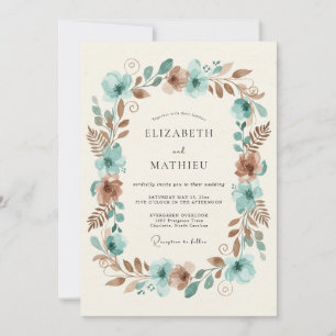 Convite Casamento Terroso de Madeira com Té Verde Cobre