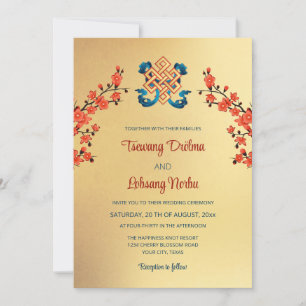 Convite Casamento tibetano sem fim do Red Cherry Blossom