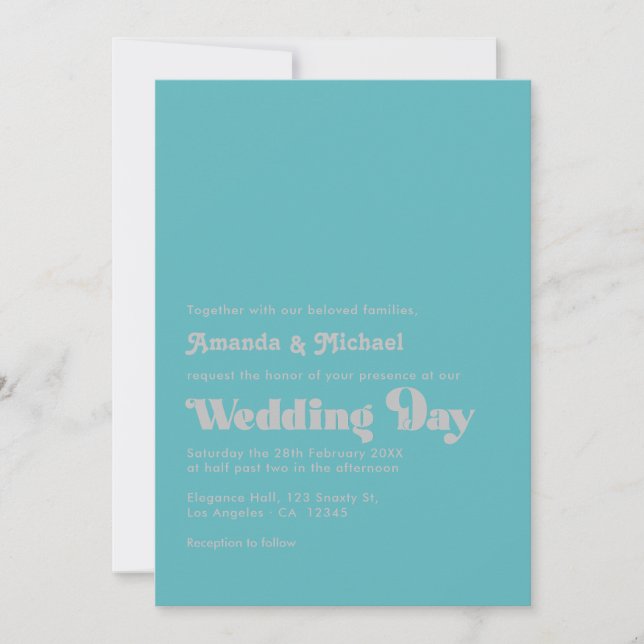 Convite Casamento Tipografia Gelo Mint e Prata (Frente)