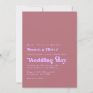 Convite Casamento Tipografia Romântico Rosa e Dourado Rosa