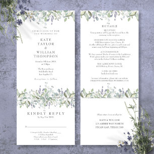 Convite Casamento Todo em Um com Verde Elegante