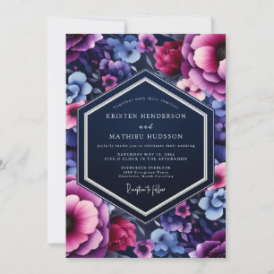 Convite Casamento Tom de Joia Índigo Magenta