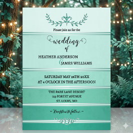 Convite Casamento Tom sobre Tom com Listras Verde Prata