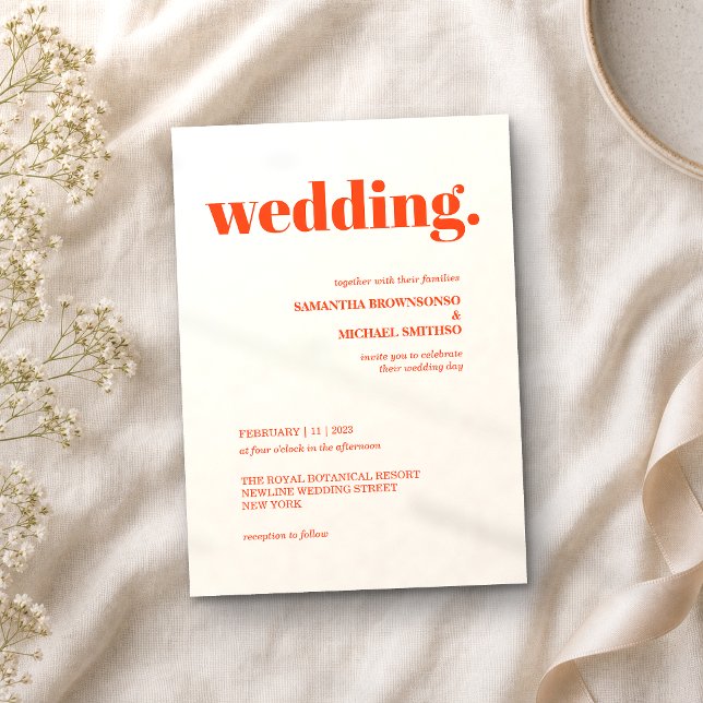 Convite Casamento Tom Terra Mínimo bege marfim rosa Modern (Criador carregado)