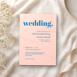 Convite Casamento Tom Terra Mínimo Rosa Azul Moderno