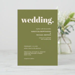 Convite Casamento Tom Terra Mínimo Verde Oliva