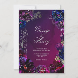 Convite Casamento Tons de Joia Ombre Safira Ametista