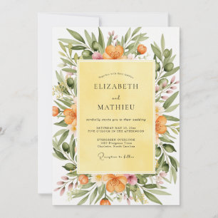 Convite Casamento Toscano Ensolarado e Amarelo