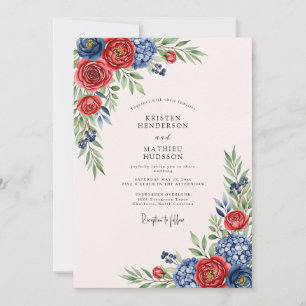 Convite Casamento Tradicional Artístico Carmesim Marinho